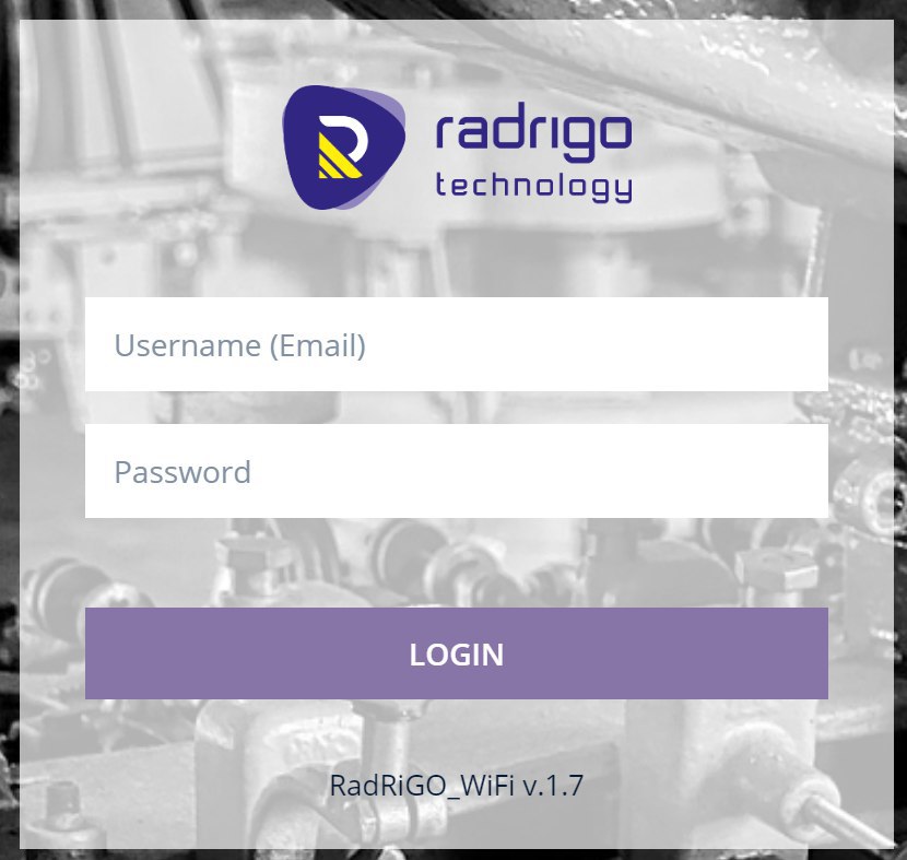 RadriGo login page on WiFly portal